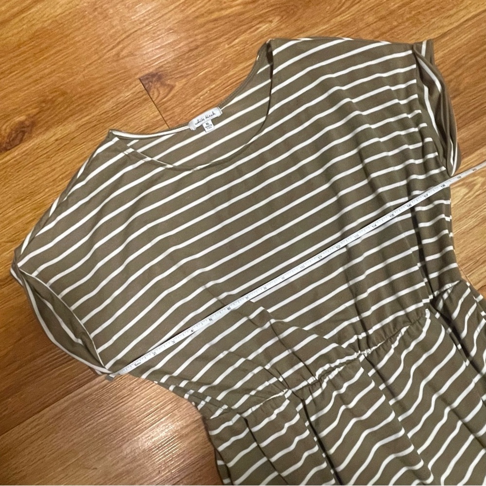 White Birch Ruched Waist Wrap Maxi Dress, Khaki White Stripe Extra Large - Picture 3 of 8